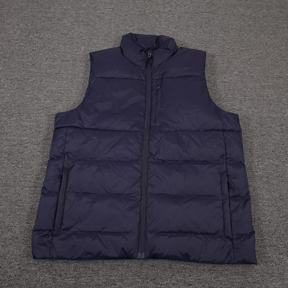 Lands' End Vest Mens Medium Blue Down Puffer Quilted Full Zip Pockets Nylon